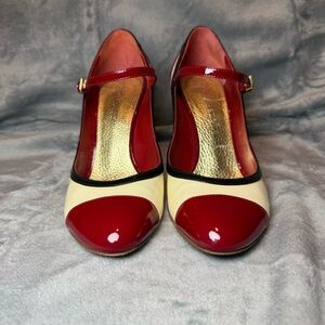 DSQUARED2 Red and Cream Mary Jane Heels
